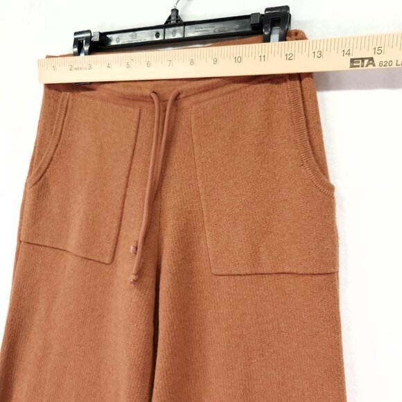 Naadam Cashmere Coffee Yarn Pant Size XXS Wide Leg Brown Soft Luxury Drawstring - Picture 3 of 13